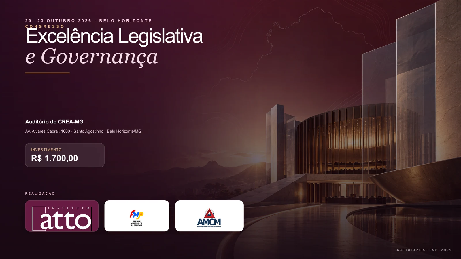 Cartaz do Congresso Excelência Legislativa e Governança, de 20 a 23 de outubro de 2026